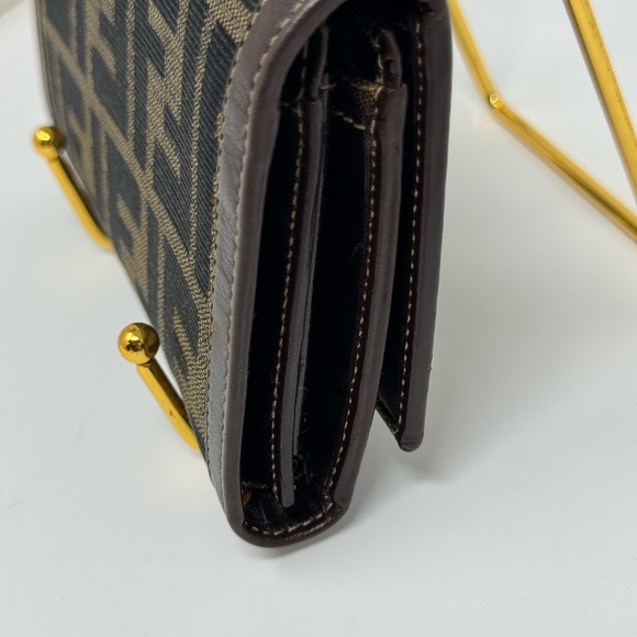 💯 Authentic FENDI Zucca Pattern Wallet Canvas Leather - Picture 3 of 5